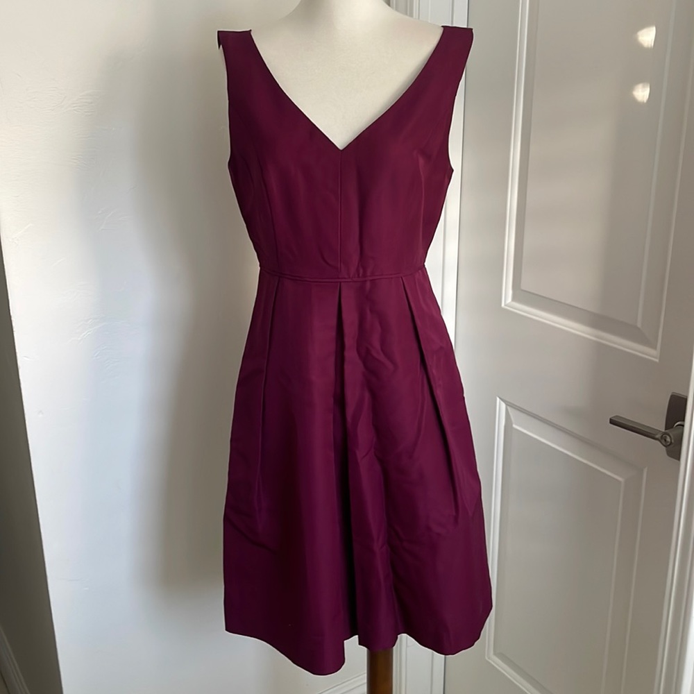 NWT J. Crew plum pleated sleeveless dress